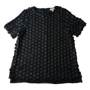 Reiss Women’s Top Sz 4 Black 3D Floral Embroidered Dark Cottagecore Whimsigoth